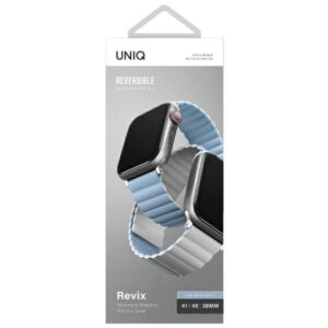 UNIQ apyrankė Revix Apple Watch Series1/2/3/4/5/6/7/8/9/SE/SE2 38/40/41mm. Reversible Magnetic baltos ir mėlynos spalvos - Image 8