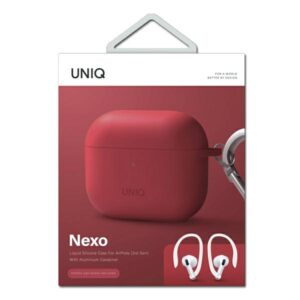 UNIQ dėklas Nexo AirPods 3 gen + Ear HooksSilicone raudonos spalvos - Image 5