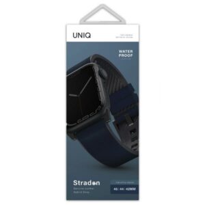 UNIQ apyrankė Straden Apple Watch Series 1/2/3/4/5/6/7/8/9/10/SE/SE2/Ultra/Ultra 2 42/44/45/49mm. Leather Hybrid Strap mėlynos spalvos - Image 3