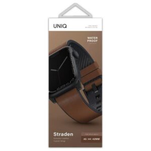 UNIQ apyrankė Straden Apple Watch Series 1/2/3/4/5/6/7/8/9/10/SE/SE2/Ultra/Ultra 2 42/44/45/49mm. Leather Hybrid Strap rudos spalvos - Image 3