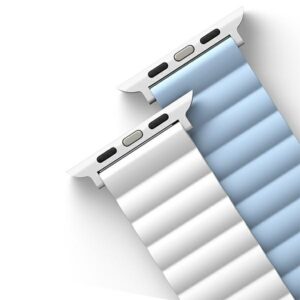 UNIQ apyrankė Revix Apple Watch Series1/2/3/4/5/6/7/8/9/SE/SE2/Ultra/Ultra 2 42/44/45/49mm. Reversible Magnetic baltos ir mėlynos spalvos - Image 6