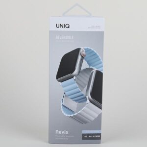 UNIQ apyrankė Revix Apple Watch Series1/2/3/4/5/6/7/8/9/SE/SE2/Ultra/Ultra 2 42/44/45/49mm. Reversible Magnetic baltos ir mėlynos spalvos - Image 10