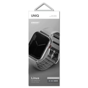 UNIQ apyrankė Linus Apple Watch Series1/2/3/4/5/6/7/8/9/SE/SE2 38/40/41mm. Airosoft Silicone pilkos spalvos - Image 3