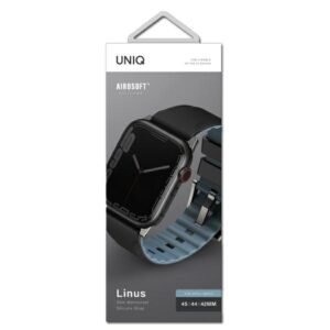 UNIQ apyrankė Linus Apple Watch Series1/2/3/4/5/6/7/8/9/SE/SE2/Ultra/Ultra 2 42/44/45/49mm. Airosoft Silicone juodos spalvos - Image 3