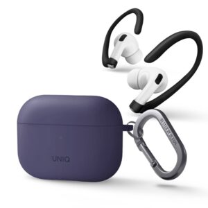 UNIQ dėklas Nexo AirPods Pro 2 gen + EarHooks Silicone (2022/2023) violetinės spalvos - Image 2