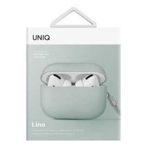 UNIQ dėklas Lino AirPods Pro 2 genSilicone (2022/2023) žalios spalvos - Image 5