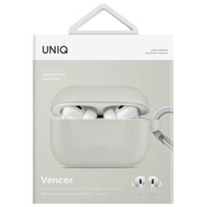 UNIQ dėklas Vencer AirPods Pro 2 gen.Silicone (2022/2023) pilkos spalvos - Image 6