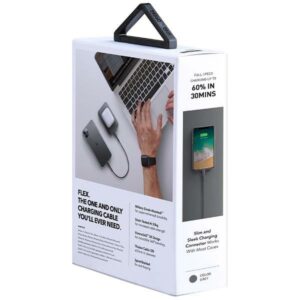 UNIQ Kabelis Flex USB-C-Lightning 18Wnylonowy 30cm pilkos spalvos - Image 3