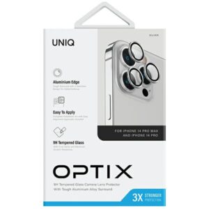 UNIQ Optix Aluminium Camera LensProtector Apple iPhone 14 Pro 6.1" / 14 Pro Max 6.7" sterling silver su aplkatoiumi - Image 3