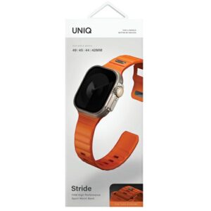 UNIQ apyrankė Stride Apple Watch Series1/2/3/4/5/6/7/8/9/SE/SE2/Ultra/Ultra 2 42/44/45/49mm FKM Rubber Strap oranžinės spalvos - Image 7