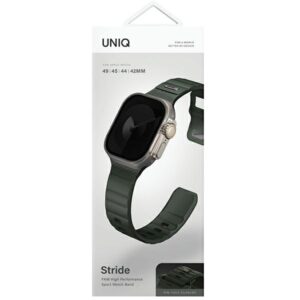 UNIQ apyrankė Stride Apple Watch Series1/2/3/4/5/6/7/8/9/SE/SE2/Ultra/Ultra 2 42/44/45/49mm FKM Rubber Strap žalios spalvos - Image 7