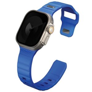 UNIQ apyrankė Stride Apple Watch Series1/2/3/4/5/6/7/8/9/SE/SE2/Ultra/Ultra 2 42/44/45/49mm FKM Rubber Strap mėlynos spalvos - Image 3