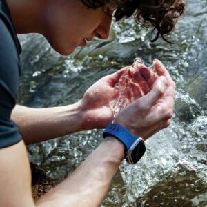 UNIQ apyrankė Stride Apple Watch Series1/2/3/4/5/6/7/8/9/SE/SE2/Ultra/Ultra 2 42/44/45/49mm FKM Rubber Strap mėlynos spalvos - Image 4