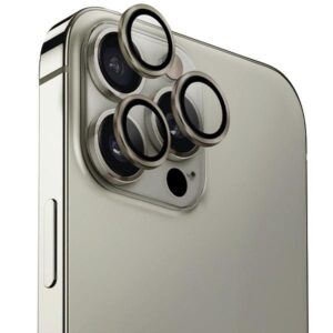 UNIQ Optix Aluminium kameros lešio apsauga skirta Apple iPhone 16 Pro 6.3" / 16 Pro Max 6.9" titanium grey su aplikatoriumi