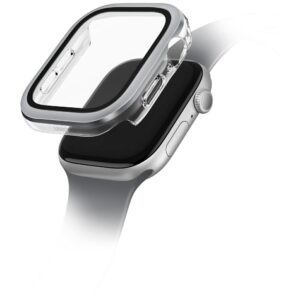 Dėklas UNIQ Voute skirtas Apple Watch Series 10 42mm apsauginis stiklas sidabro spalvos