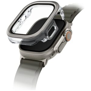 Dėklas UNIQ Voute skirtas Apple Watch Ultra 49mm apsauginis stiklas sidabro spalvos