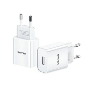USAMS laidinis įkroviklis 1xUSB T18 2,1A(only head) biały/baltos spalvos Fast Charging CC075TC01