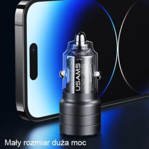 USAMS automobilinis įkroviklis C36 USB+USB-C 95W Fast Charge juodos spalvos CC176CC01 (US-CC176) - Image 3