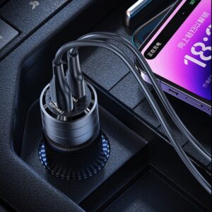 USAMS automobilinis įkroviklis C36 USB+USB-C 95W Fast Charge juodos spalvos CC176CC01 (US-CC176) - Image 7