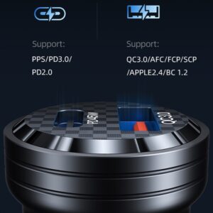 USAMS automobilinis įkroviklis C35 USB+USB-C 45W Fast Charge juodos spalvos CC175CC01 (US-CC175) - Image 6