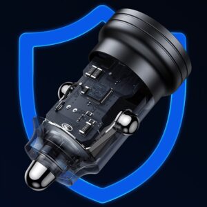 USAMS automobilinis įkroviklis C35 USB+USB-C 45W Fast Charge juodos spalvos CC175CC01 (US-CC175) - Image 9