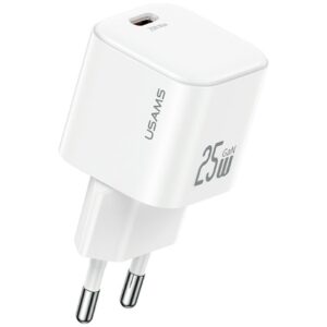 Laidinis įkroviklis USAMS JC Series CC289 25W GaN Mini Fast Charger USB-C baltos spalvos