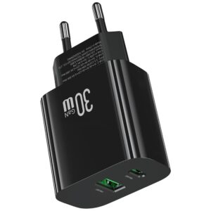 Laidinis įkroviklis USAMS CC316 T65 30W 1xUSB-C 1xUSB-A Fast Charging juodos spalvos - Image 2