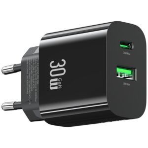 Laidinis įkroviklis USAMS CC316 T65 30W 1xUSB-C 1xUSB-A Fast Charging juodos spalvos - Image 3