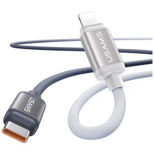 Kabelis USAMS Bicolor Series SJ757 PD 30W USB-C/Lightning 1.2m juodos spalvos ir baltos spalvos - Image 2