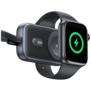 inductive charger skirtas Apple Watch Usams CD245 2-in-1 with 1200mAh powerbank + USB-C kabelis titanium - Image 3
