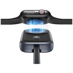 inductive charger skirtas Apple Watch Usams CD245 2-in-1 with 1200mAh powerbank + USB-C kabelis titanium - Image 7