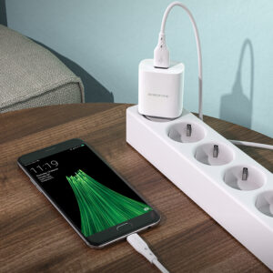 Borofone laidinis įkroviklis BN1 Innovative - USB - 2,1A su kabeliu USB į Micro USB baltos spalvos - Image 5