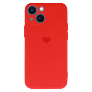 Vennus Silicone Heart Dėklas skirtas Apple iPhone 13 Mini raštas 1 raudonos spalvos - Image 2
