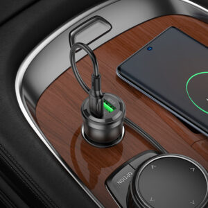 Borofone automobilinis įkroviklis BZ25 Journey - USB + Typ C - PD 38W 3A su kabeliu Typ C į Typ C juodos spalvos - Image 8