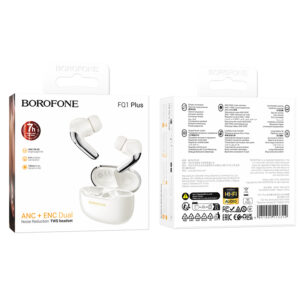 Borofone ausinės Bluetooth TWS FQ1 Plus Shine ANC+ENC baltos spalvos - Image 5