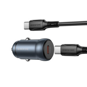Borofone automobilinis įkroviklis BZ32 Fresh - Typ C - PD 30W z kablem Typ C į Typ C pilkos spalvos - Image 2
