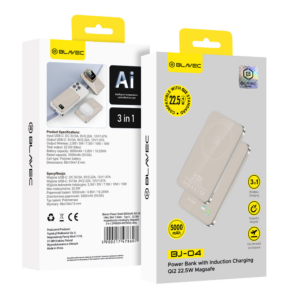 Blavec Power Bank 5000mAh BJ-04 Ultra Slim 7,8mm - Type C - 22,5W magnetic Magsafe 3 in 1 (PBBJ04-MC5GD) aukso spalvos - Image 7