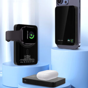 Blavec Power Bank 10000mAh BJ-04 Slim 13,5mm - Type C - 22,5W magnetic Magsafe 3 in 1 (PBBJ04-MC10B) juodos spalvos - Image 3