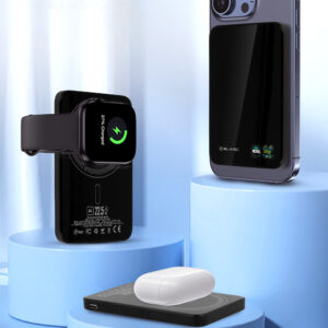 Blavec Power Bank 5000mAh BJ-04 Ultra Slim 7,8mm - Type C - 22,5W magnetic Magsafe 3 in 1 (PBBJ04-MC5B) juodos spalvos - Image 3