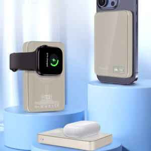 Blavec Power Bank 10000mAh BJ-04 Slim 13,5mm - Type C - 22,5W magnetic Magsafe 3 in 1 (PBBJ04-MC10GD) aukso spalvos - Image 3