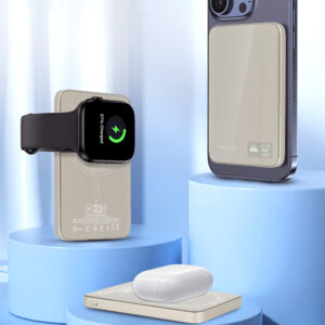 Blavec Power Bank 5000mAh BJ-04 Ultra Slim 7,8mm - Type C - 22,5W magnetic Magsafe 3 in 1 (PBBJ04-MC5GD) aukso spalvos - Image 3