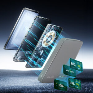 Blavec Power Bank 10000mAh BJ-04 Slim 13,5mm - Type C - 22,5W magnetic Magsafe 3 in 1 (PBBJ04-MC10G) pilkos spalvos - Image 4