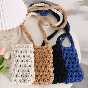 Knitted krepšys skirtas telefonui design 1 gelsvas - Image 3