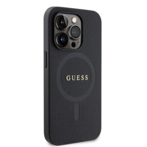 Guess PU Saffiano MagSafe dėklas skirtas Apple iPhone 15 Pro Max juodos spalvos