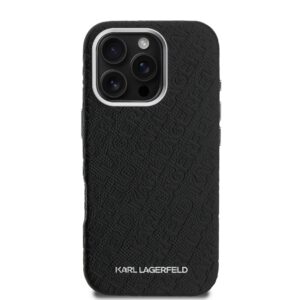 Karl Lagerfeld Grained PU Repeated Logo MagSafe dėklas skirtas Apple iPhone 16 Pro Max juodos spalvos - Image 2