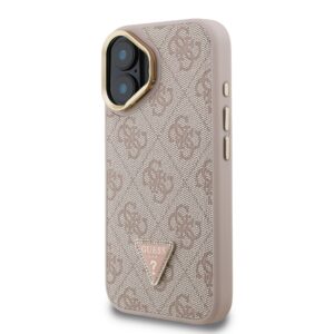 Guess PU 4G Strass Triangle Logo Stand Camera Frame MagSafe dėklas skirtas Apple iPhone 16 rožinės spalvos - Image 1
