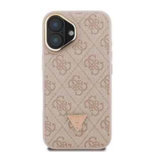 Guess PU 4G Strass Triangle Logo Stand Camera Frame MagSafe dėklas skirtas Apple iPhone 16 rožinės spalvos - Image 2