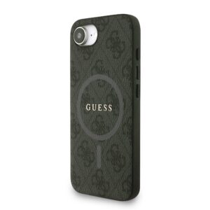 Guess PU Leather 4G Colored Ring Strap MagSafe dėklas skirtas Apple iPhone 16e juodos spalvos
