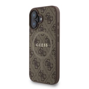 Guess PU Leather 4G Colored Ring Strap MagSafe dėklas skirtas Apple iPhone 16 rudos spalvos