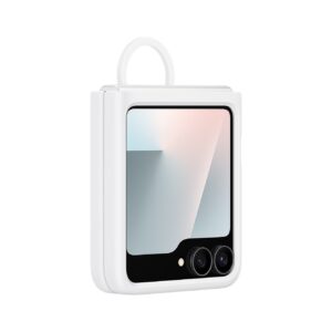EF-PF741TWE Samsung Silicone dėklas su žiedu skirtas Samsung Galaxy Z Flip 7 FE baltos spalvos - Image 1